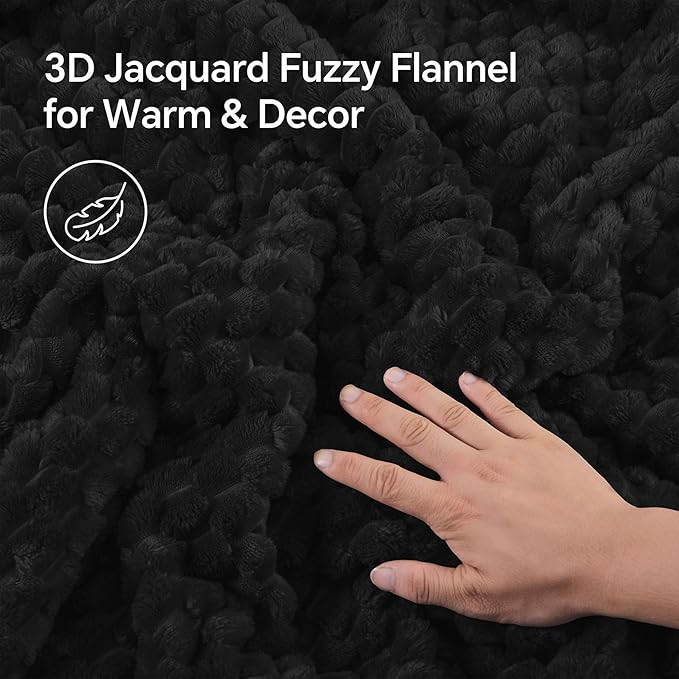 BEDELITE Fluffy Full Size Comforter Set - Black Fleece Soft Comforter for Full Size Bed, Luxury Warm Bedding Set for Winter, Fuzzy Bed Set 3 Pieces (1 Comforter, 2 Pillowcases)