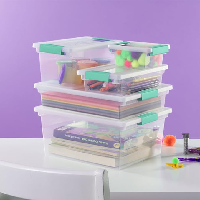 Sterilite 24-Pack Clip Box, Stackable Clear Plastic Bins with Latching Lids, Small - Writing, Arts or Crafts Supplies Storage Containers for Home, Office, Classroom and Workshop Organization - Image 6