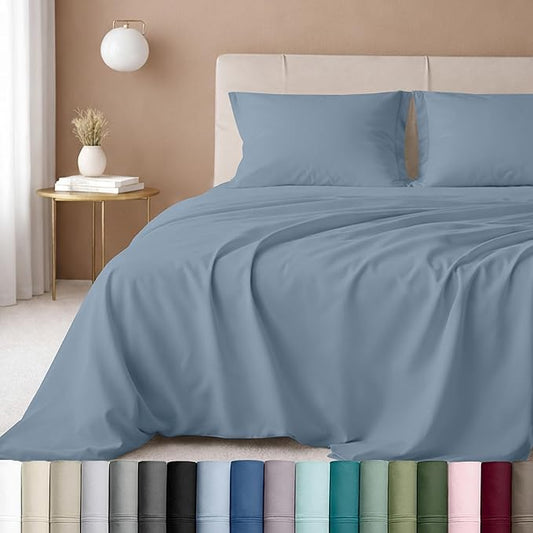 California Design Den California King Sheet Set - 100% Cotton, Luxury 600 Thread Count Deep Pocket Cal King Sheet Set, Durable Sheets with Sateen Weave - Pastel Blue