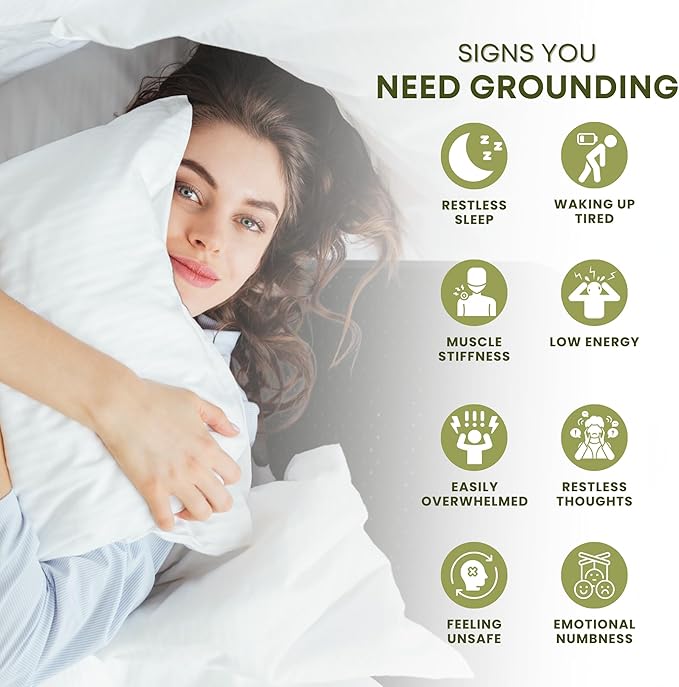 ELECTRAWAVE Grounding Mattress Cover Pad, Queen Size Earth Connected Conductive Carbon Leatherette Grounding Sheets for Better Sleep, Relieve Pain, Reduce Inflamation