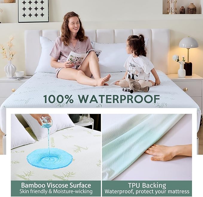 MUXHOMO 2 Pack Mattress Protector Full Size Bed, 100% Waterproof Mattress Cover, Cooling and Breathable Bed Pad Cover, Deep Pocket 8"-21"