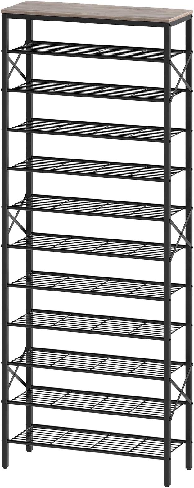 YATINEY 12 Tier Shoe Rack, Large Capacity Shoe Storage Organizer Holds 48 Pairs, Sturdy and Stable, for Entryway, Hallway, Closet, Dorm Room, Greige and Black SS12BG by Yatiney