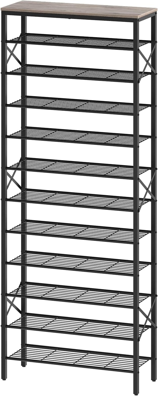 YATINEY 12 Tier Shoe Rack, Large Capacity Shoe Storage Organizer Holds 48 Pairs, Sturdy and Stable, for Entryway, Hallway, Closet, Dorm Room, Greige and Black SS12BG by Yatiney