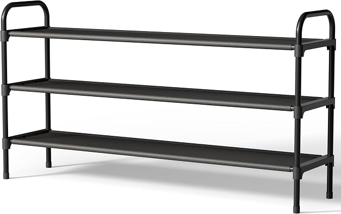 Kitsure Extra-Long Shoe Rack for Closet, Shoe Organizer for Front Door Entrance, Stackable Shoe Shelf, Detachable Closet Organizers and Storage, 39.0" Wide - 3 Tier, Black by Kitsure