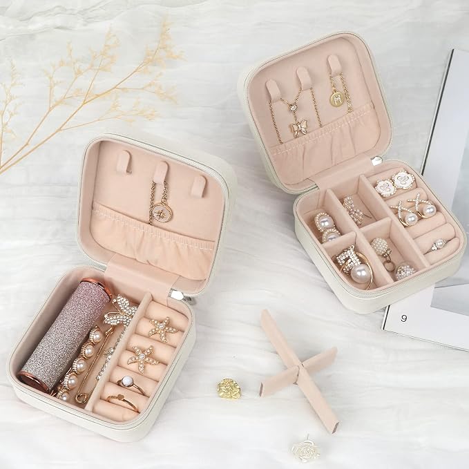 MFXIP Travel Jewelry Case Small Jewelry Box Jewelry Organizer Storage Case Portable PU Leather Mini Jewelry Travel Case for Girls Womens Earring, Necklace, Rings,Bracelets - Image 5