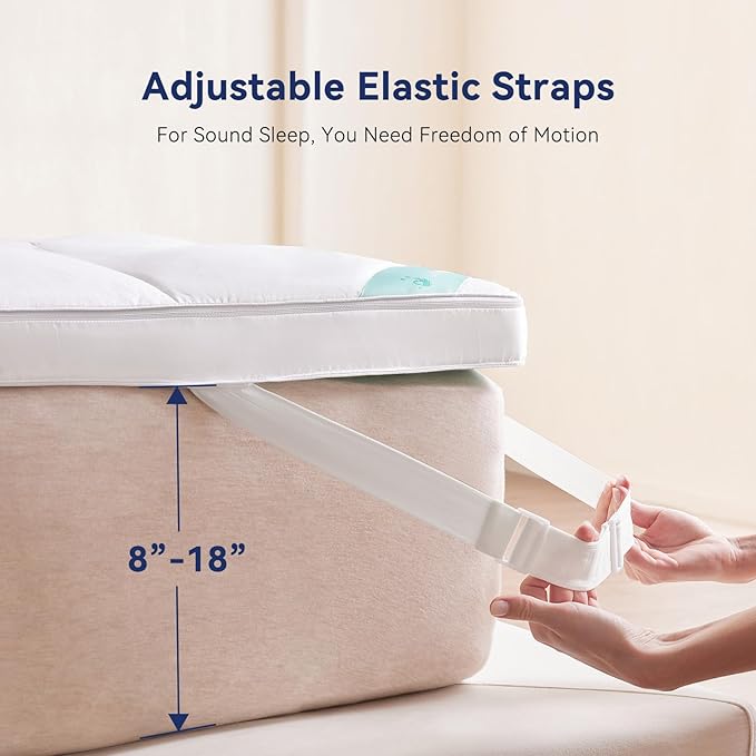 Dual Layer 2 Inch Memory Foam Mattress Topper King Size, 1.5 Inch Cooling Gel Memory Foam and 0.5 Inch Goose Down Fibers Mattress Pad Cover for Pressure Relieving(78"x80")