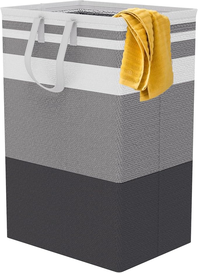 75L Large Laundry Hamper with Handles, Dirty Clothes Hamper for Bedroom Waterproof, Freestanding Tall Laundry Basket Waterproof, Hamper for Bedroom, Bathroom, Dorm, Toys Storage(Stripes, 1 × 75L) by MarchingPin