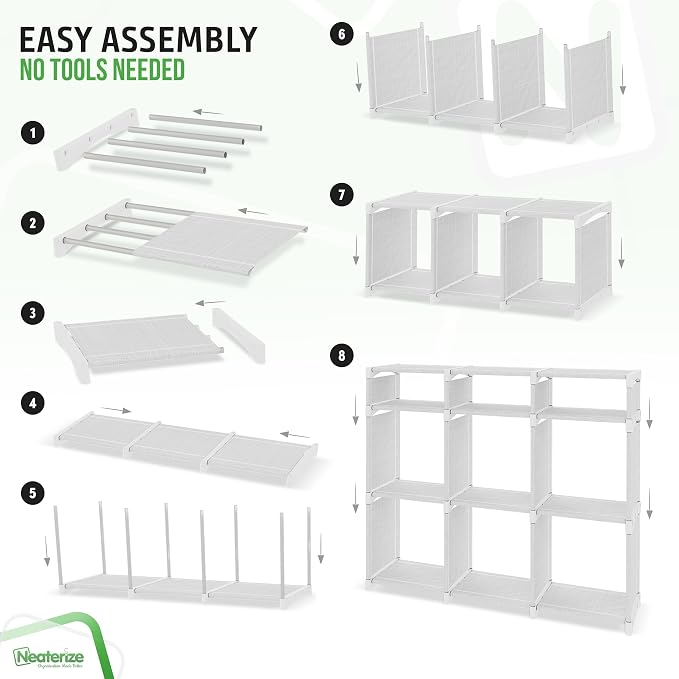 Cube Storage Organizer with Storage Bins Included - The Perfect Closet Organizers and Storage Solution. Includes 9 Storage Cubes, Great For Toy Storage, Closet Storage, Clothes Storage (White-Grey) - Image 4