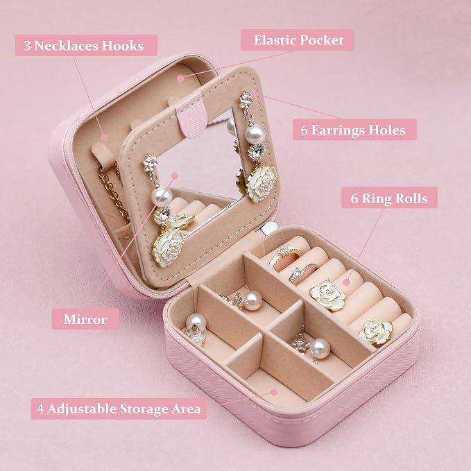 MODENGKONGJIAN Travel Jewelry Case for Women Fashion, Ring Necklace Earring Jewelry Holder Organizer Box, Small Portable Jewellery Storage, Initial W - Image 4