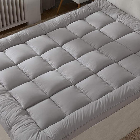 Plush Extra Thick Twin Mattress Topper, Soft & Cooling Pillow Top Bed Topper for Back Pain with 300TC Cotton Cover, Overfilled Mattress Pad Cover for Back Pain, Fit to 6”-22” Mattress.
