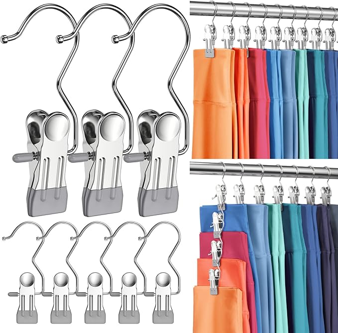 50 Pack Pants Hangers with Clip,Legging Organizer for Closet Hanging, Space Saving Yoga Pants Hangers Clip Hanger Wardrobe Organization,Closet Organizers and Storage for Jeans,Shorts,Skirts,Hats-Gray by DOIOWN