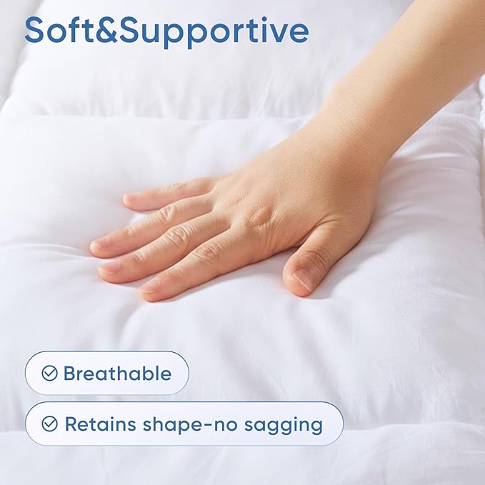 Memory Foam Full Mattress Topper, Bed Topper with 3 Inch Extra Thick Shredded Foam, 100% Cotton Mattress Pad Cover, Breathable & Skin-Friendly Full Size Mattress Topper with Anchor Straps