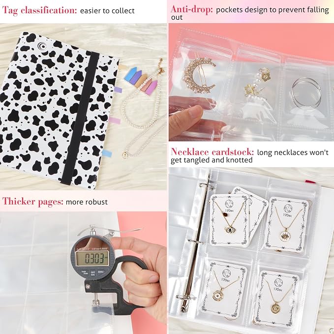 17Dec Large Transparent Jewelry Storage Book with 300 Pockets and 150 Jewelry Pouches,Travel Jewelry Organizer and Storage,Jewelry Binder Organizer for Earring,Bracelet,Necklace - Image 6