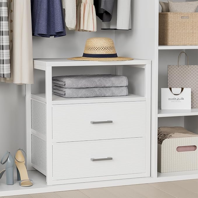 BOLUO White Closet Drawers with Open Shelf for Closet Organizers and Storage Bedroom Dorm Modern Large by BOLUO