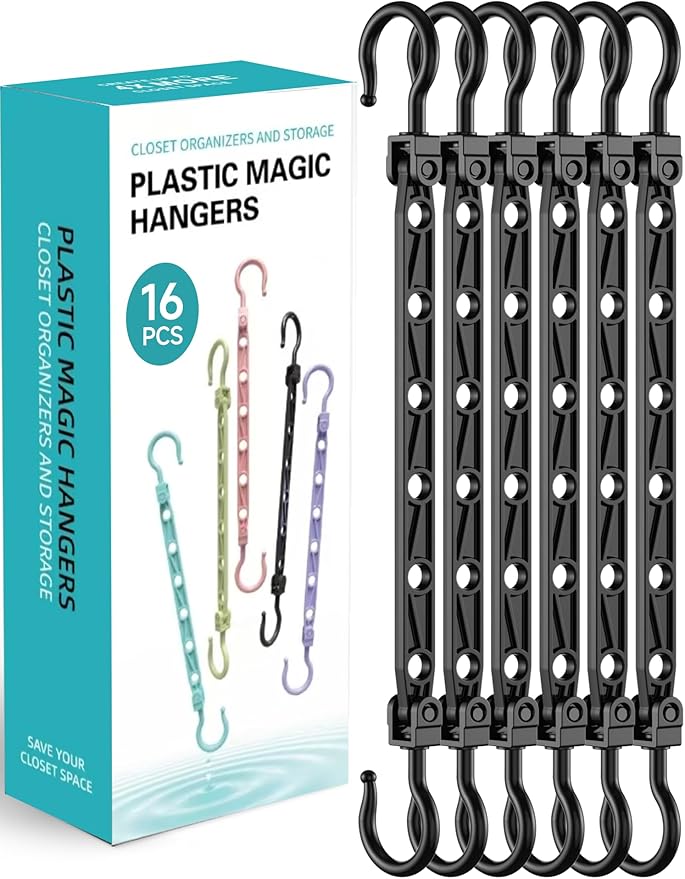 Space Saving Hangers for 96 Clothes, Reinforced Collapsible Hangers with 360° Swivel Hook, Hanger Hooks Space Saver for Closet Organizers and Storage, Dorm Room Essentials, Fully Assembled, Black by Latoxcaa-SpaceMaster