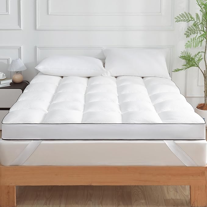 3 Inch Memory Foam Mattress Topper Queen Size, Extra Soft Pillow Top Mattress Topper, Fluffy Shredded Memory Foam Filled, Breathable Mattress for Back Pain Relief, 60x80 in.