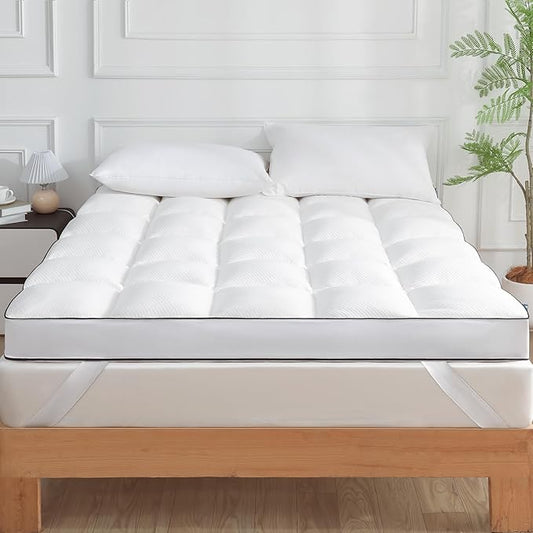 3 Inch Memory Foam Mattress Topper Queen Size, Extra Soft Pillow Top Mattress Topper, Fluffy Shredded Memory Foam Filled, Breathable Mattress for Back Pain Relief, 60x80 in.