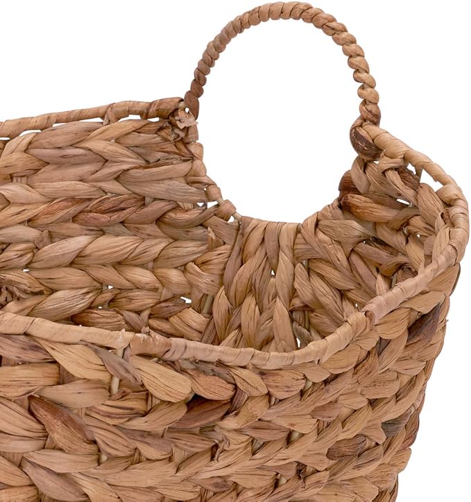 Household Essentials ML-4002 Tall Water Hyacinth Wicker Basket with Handles | Natural, Brown, Natural - Image 3