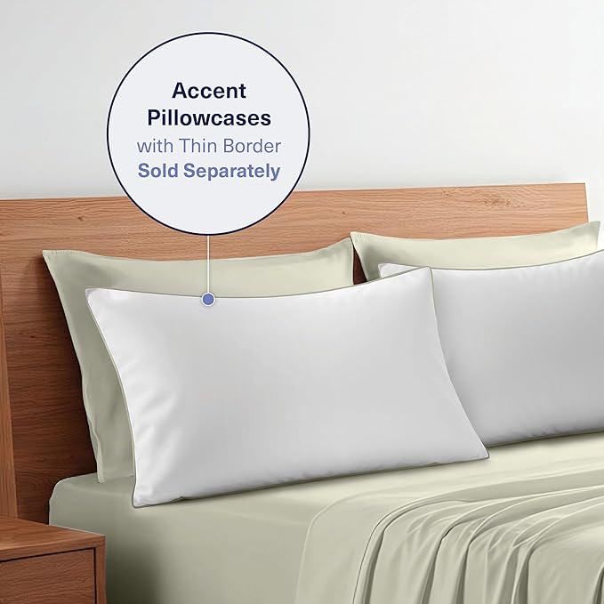 Kickoff Viscose Bamboo Sheets Queen Size 4-pc 100% Organic Bamboo Viscose Bed Cooling Sheets Queen Size Set Cool Bedding for hot Sleepers Sheet, Flat, Fitted, Pillowcases (Sage Green, Q)