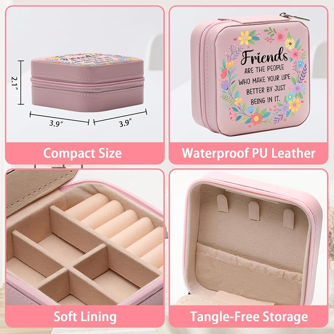 GAOLZIUY Friendship Gifts for Women Jewelry Box, Friends Make Life Better Jewelry Case, Best Friends Gift for Birthday, Valentines Day for Bestie, BFF, Her - Image 3