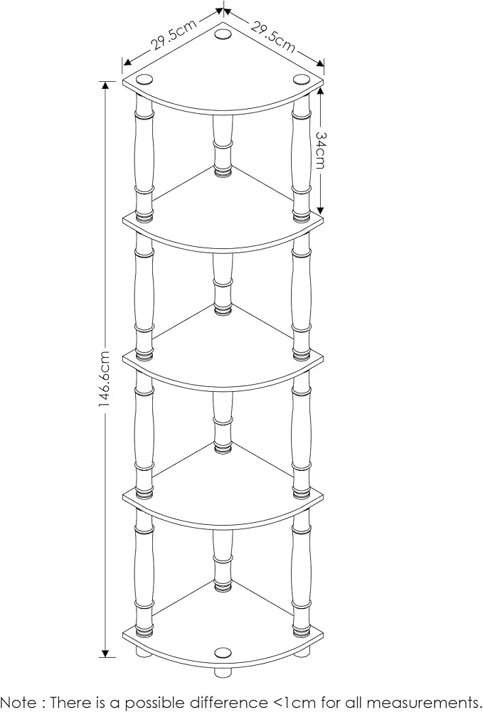 Furinno Turn-N-Tube 5 Tier Corner Display Rack Multipurpose Shelving Unit with Classic Tubes, Espresso/Black (18035EX/BK) - Image 3
