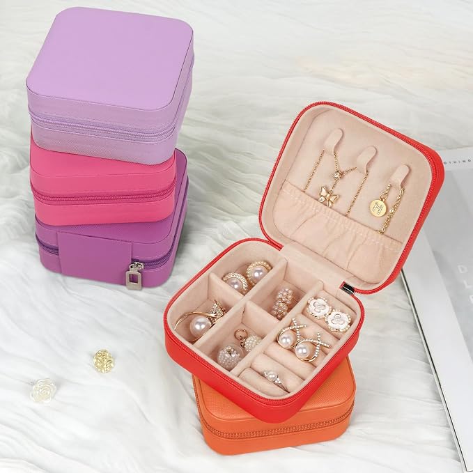 MFXIP Travel Jewelry Case Small Jewelry Box Jewelry Organizer Storage Case Portable PU Leather Mini Jewelry Travel Case for Girls Womens Earring, Necklace, Rings,Bracelets - Image 6