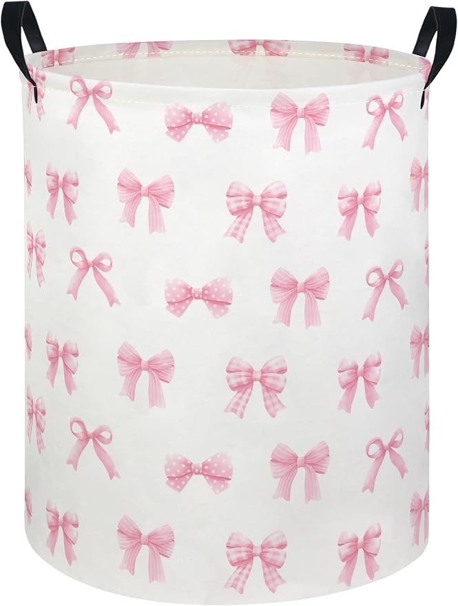 Baby Laundry Hamper kids laundry Basket Waterproof Laundry Bag for Bedroom Toy Clothes Organizer Room Décor(Bowknot) by Unknown