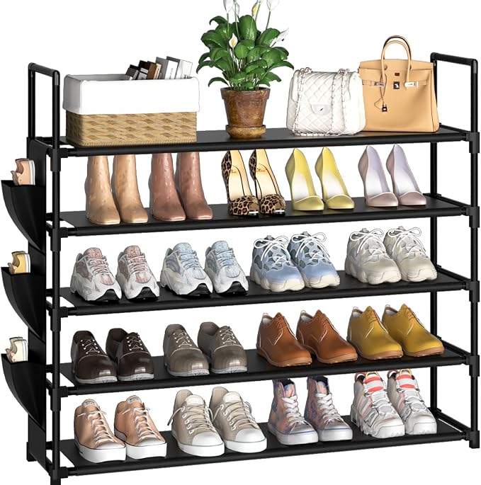 OYREL 5 Tier Shoe Organizer Rack for Closet, Entryway, Garage, Door, Space Saving, Shoe Holder Stand/Tower, Large, 20-25 Capacity by OYREL