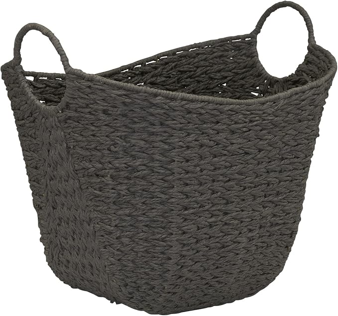 Household Essentials Paper Rope Basket with Handles, Natural Woven Woven Storage Basket, Great for Decoration or Organization by HouseholdEssentials