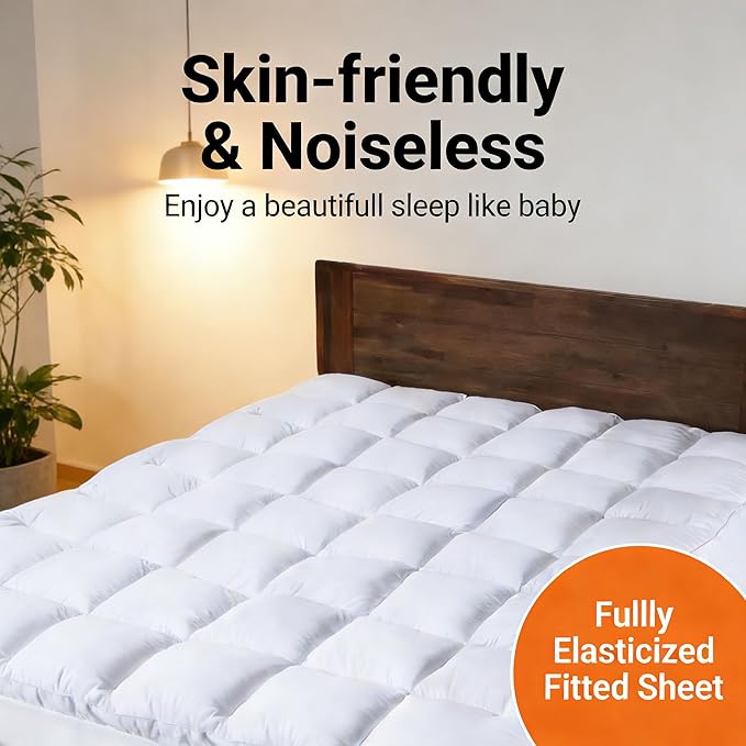 Full Size Mattress Pad & Protector, Up to 18" Deep Extra Padded Quilted Pillow Top Mattress Cover, Cotton Top, Plush Fitted Mattress Topper with Deep Pockets