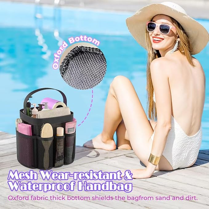 Mesh Shower Caddy Portable with 8 Upgraded Deeper Pockets,Hanging Caddy Dorm Basket, Quick Dry Shower Bag - Image 4