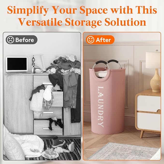 Lifewit 100L 2-Pack Large Laundry Basket, Collapsible Laundry Hamper with Aluminum Handles, Waterproof Freestanding Dirty Clothes Hampers for Laundry Room Bedroom Dorm Bathroom, Pink - Image 6