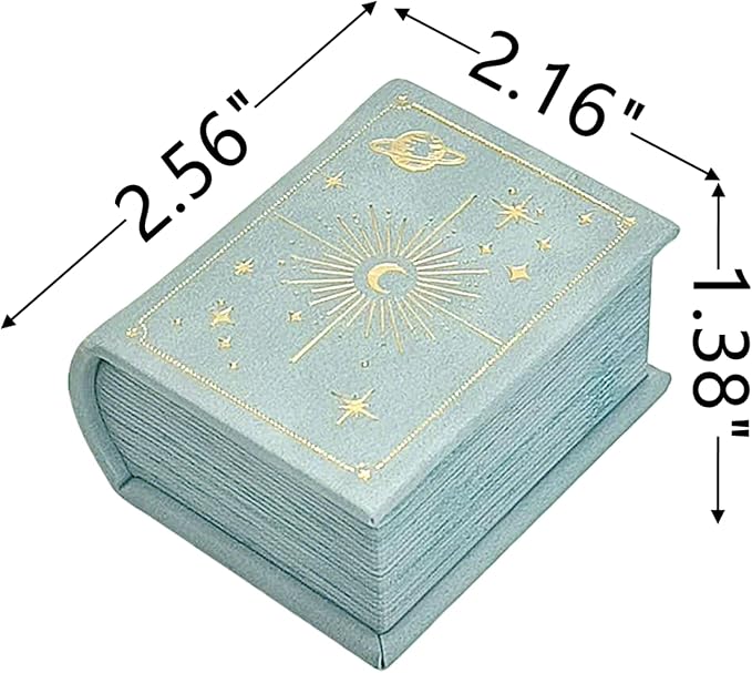 Book Shaped Ring Box - Vintage Engagement Ring Box with Hinged Lid for Proposal Engagement Wedding, Proposal Ring Case -PRB017-Blue - Image 2