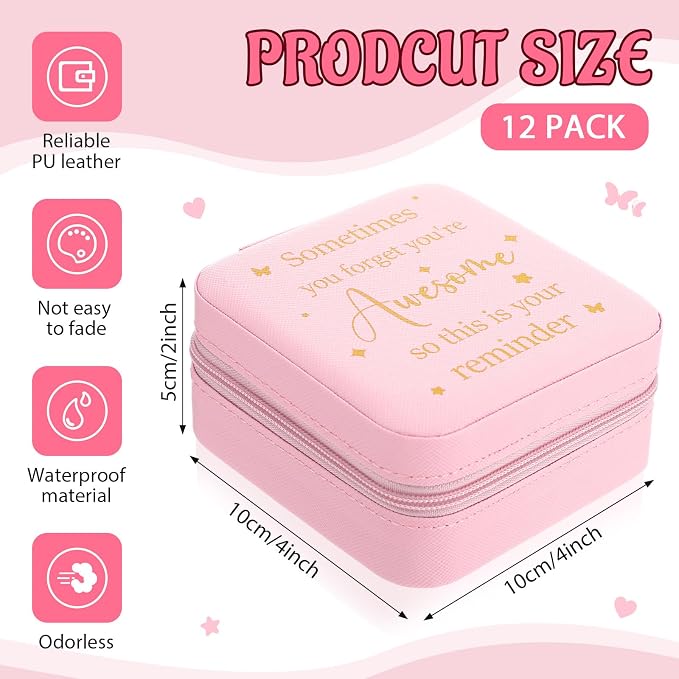 Kenning 12 Pack Inspirational Gifts Bulk Travel Jewelry Case Organizer Appreciation Gifts for Employee Teacher Coworkers Nurses - Image 2