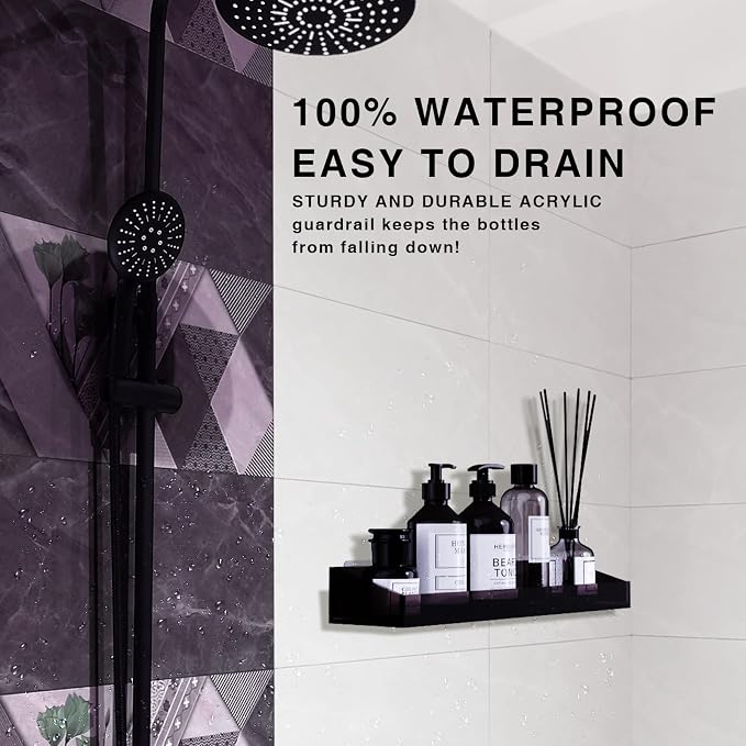 Bakzon Acrylic Wall Mount Organizer, Self Adhesive Shelves, No Drilling Hang Walls, for Bathroom, Kitchen, Living Room - Dark Brown - Image 7