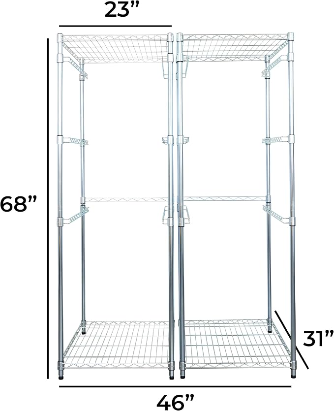 SafeRacks 2 Pack 5-Tier Steel Tote Rack - Maximize Space, Declutter, Organization, NSF Certified, Bin Storage for Garage, Pantry, Kitchen, Workspace, 5 Shelves, 31″ x 23″ x 68″, Zinc - Image 3