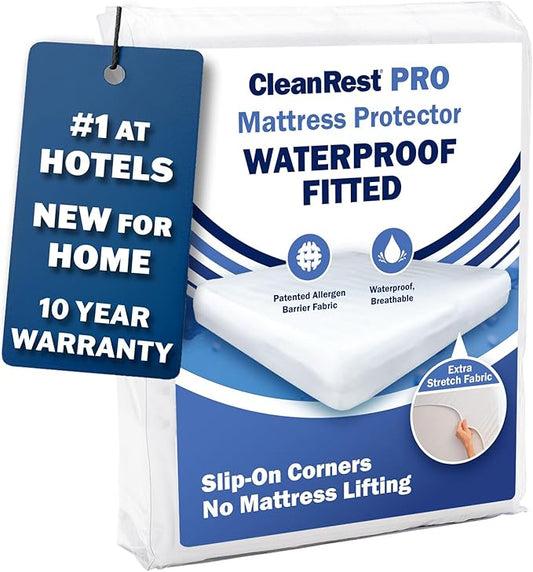 CleanRest Waterproof Mattress Fitted Sheet Protector, Ultimate Defense Against Spills and Wear, MicronOne Allergen Barrier, Breathable, Chemical-Free, Fits Mattress Depths 12" to 21" (Full)