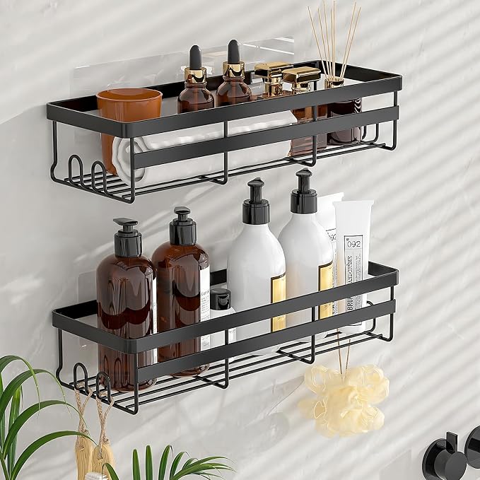 WOWBOX Shower Caddies 2 Pack - Adhesive Hanging Shower Shelf - Bathroom Organizers and Storage, No Drilling Stainless Shower Shelves for Home Decor, Bathroom Accessories - Image 2