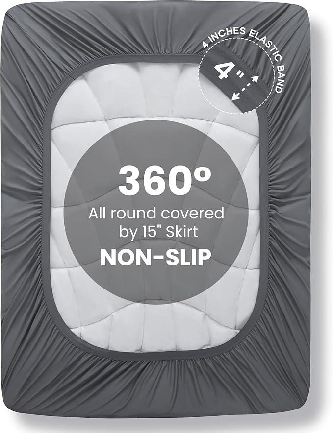 Sonive Queen Mattress Protector, Mattress Topper up to 21 Inches Deep Pocket Pad with 5-Zone Ergonomic Design, Soft Mattress Pad Microfiber Breathable Mattress Cover Machine Washable Grey