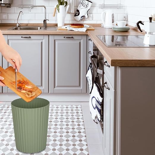 JiatuA Small Trash Can Plastic Wastebasket Round Garbage Container Bin for Bathroom, Kitchen, Bedroom, Home Office, College Dorm, Green 2 Pack - Image 5