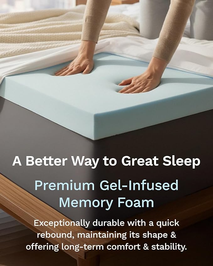 ViscoSoft 3-Inch Memory Foam Mattress Topper King – Reflex Cooling Gel Pad with Removable Washable Cover – CertiPUR-US & Oeko-TEX Certified