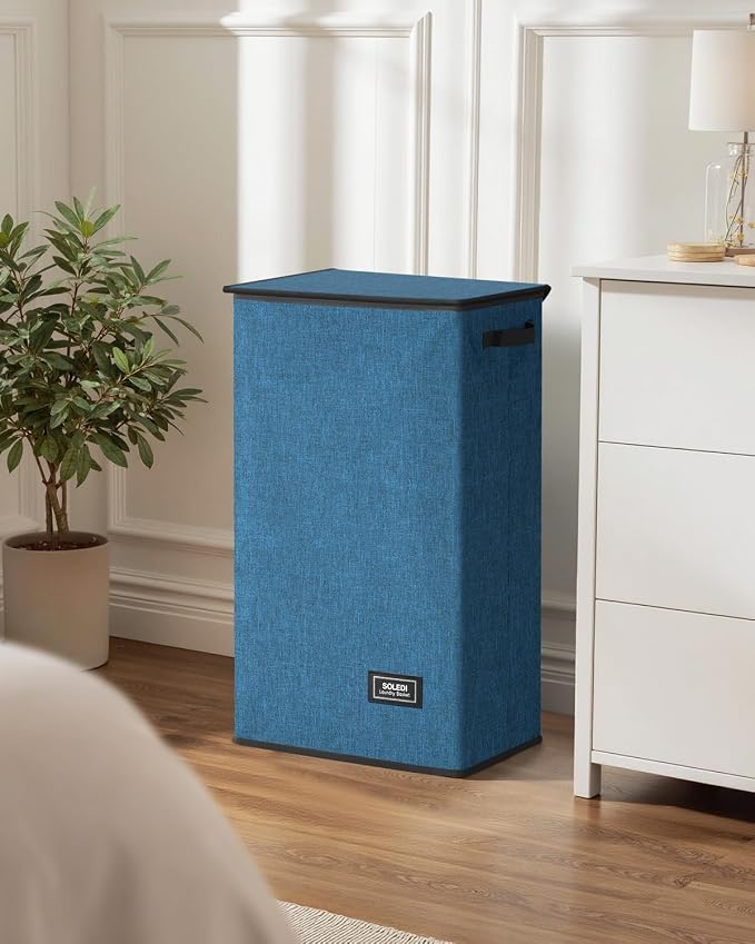 SOLEDI Laundry Hamper with Lid 100L Large & Tall Collapsible Laundry Baskets, Clothes Hamper with Bag Removable Easy to Carry, Dirty Hampers for Bedroom, Bathroom, Dorm, College, Blue - Image 8