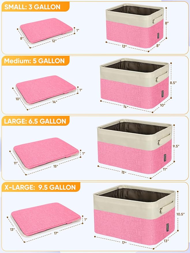 BALEINE 1 Pack Fabric Closet Storage Bins for Shelves, Linen Closet Organizers and Storage, Decorative Baskets for Organizing, Shelf, Clothes, Home, Office (Pink, 12"x8"x8") - Image 2