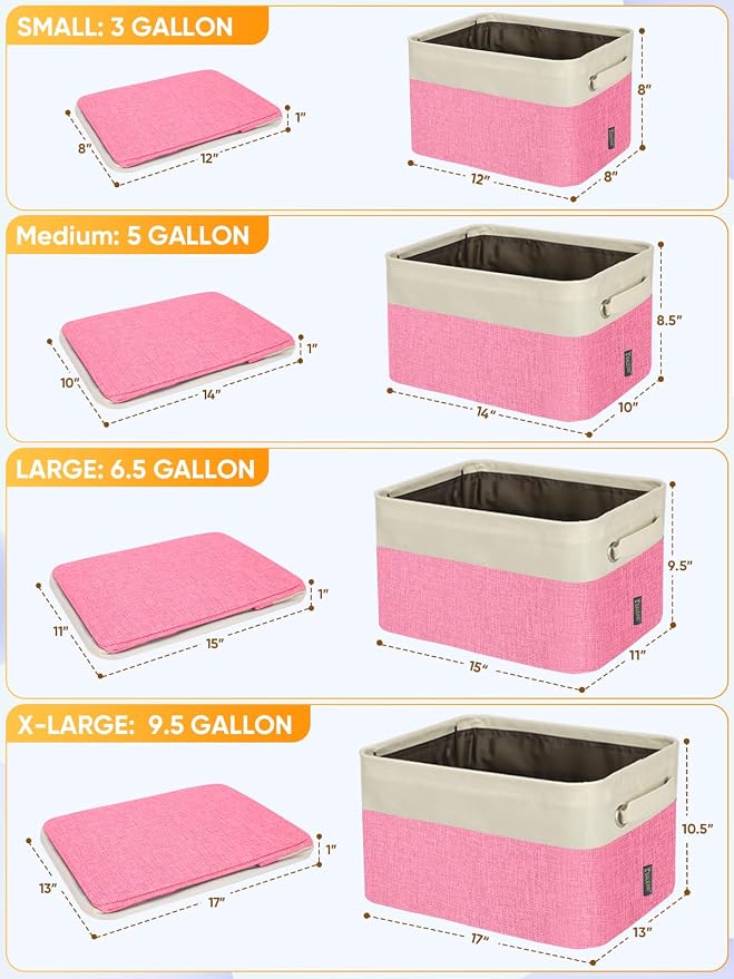 BALEINE 1 Pack Fabric Closet Storage Bins for Shelves, Linen Closet Organizers and Storage, Decorative Baskets for Organizing, Shelf, Clothes, Home, Office (Pink, 17''x13''x10.5'') - Image 2