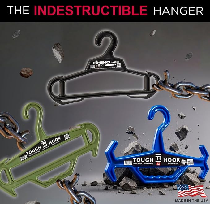 Tough Hook Original Heavy Duty Hangers – The Superhero of Hangers USA-Made, Anti-Slip ABS Resin Tactical Hanger for Police Gear, Scuba Gear & Dive BCD – DuraResin 200-lb Cap Wetsuit Hanger, 1 Red - Image 5