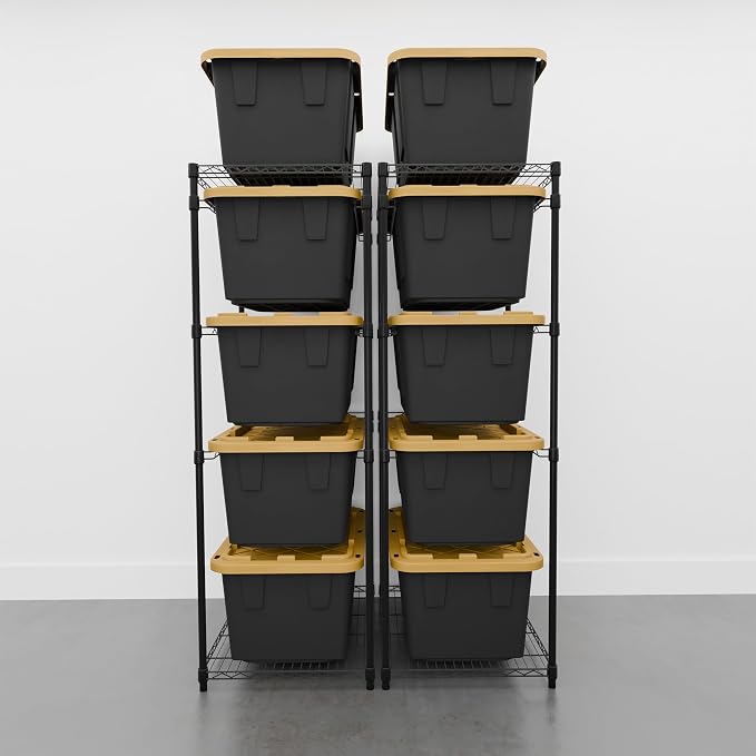 SafeRacks 2 Pack 5-Tier Steel Tote Rack - Maximize Space, Declutter, Organization, NSF Certified, Bin Storage for Garage, Pantry, Kitchen, Workspace, 5 Shelves, 31″ x 23″ x 68″, Black - Image 2
