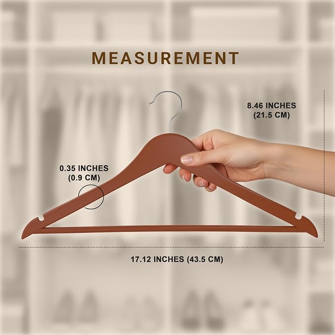 Utopia Home Premium Wooden Hangers 20 Pack - Durable & Slim Coat Hanger - Suit Hanger with 360-Degree Rotatable Hook - Wood Hangers with Shoulder Grooves (Cherry Color) - Image 2