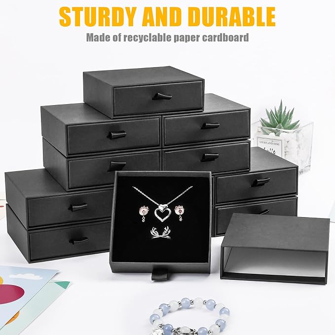 Jewelry Gift Boxes, 20 Pack 3.5×3.5x1Inch Cardboard Jewelry Boxes, Bulk Small Jewelry Boxes with Lids for Necklace Ring Earring Display Box (Black) - Image 5