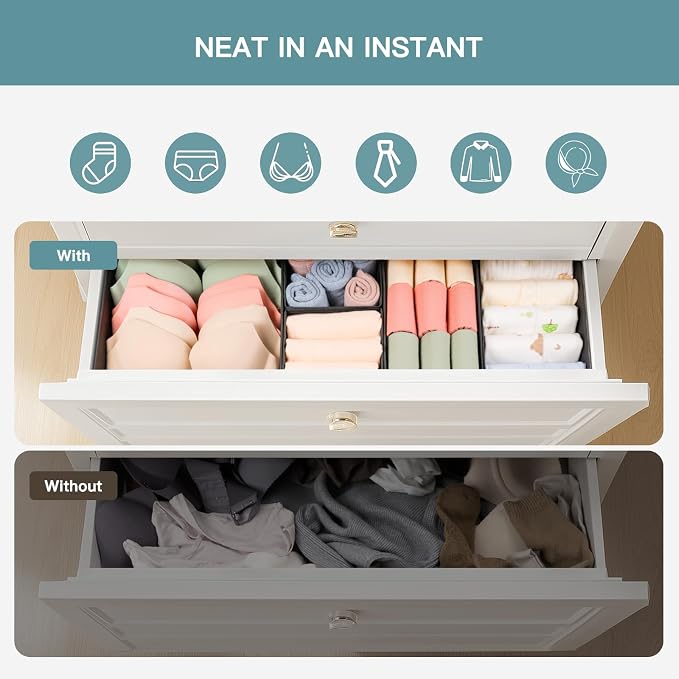 Criusia Drawer Organizer Clothes, 21 Pack Dresser Organizer for Baby Clothes, Underwear, Sock - Foldable Closet Organization and Storage Dividers Bins for Nursery, Bedroom (Black) - Image 3