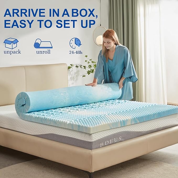 SINWEEK 1.5 Inch Memory Foam Mattress Topper Twin XL, Twin Extra Long Mattress Pads for College Dorm Single Bed, Pressure Relieve CertiPUR-US Certified, 39x80 Inches, Blue